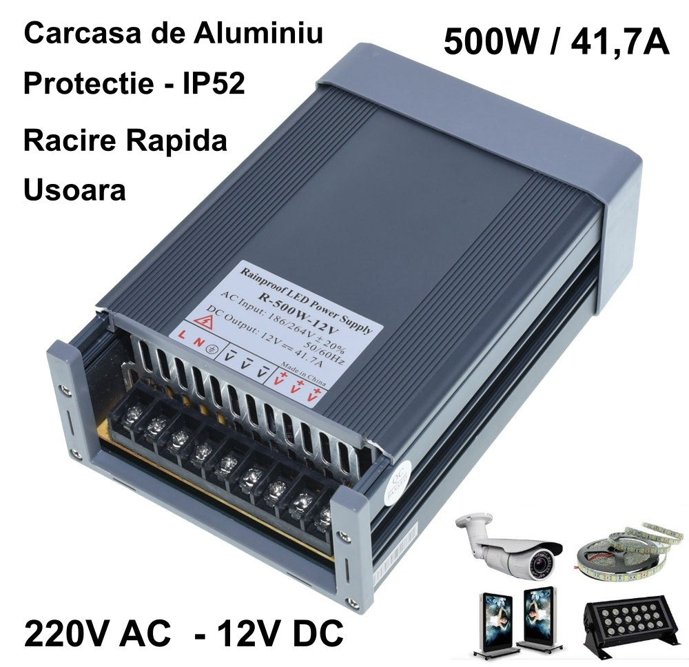 Sursa Alimentare de Exterior 12V-500W / 41,7A - Frize