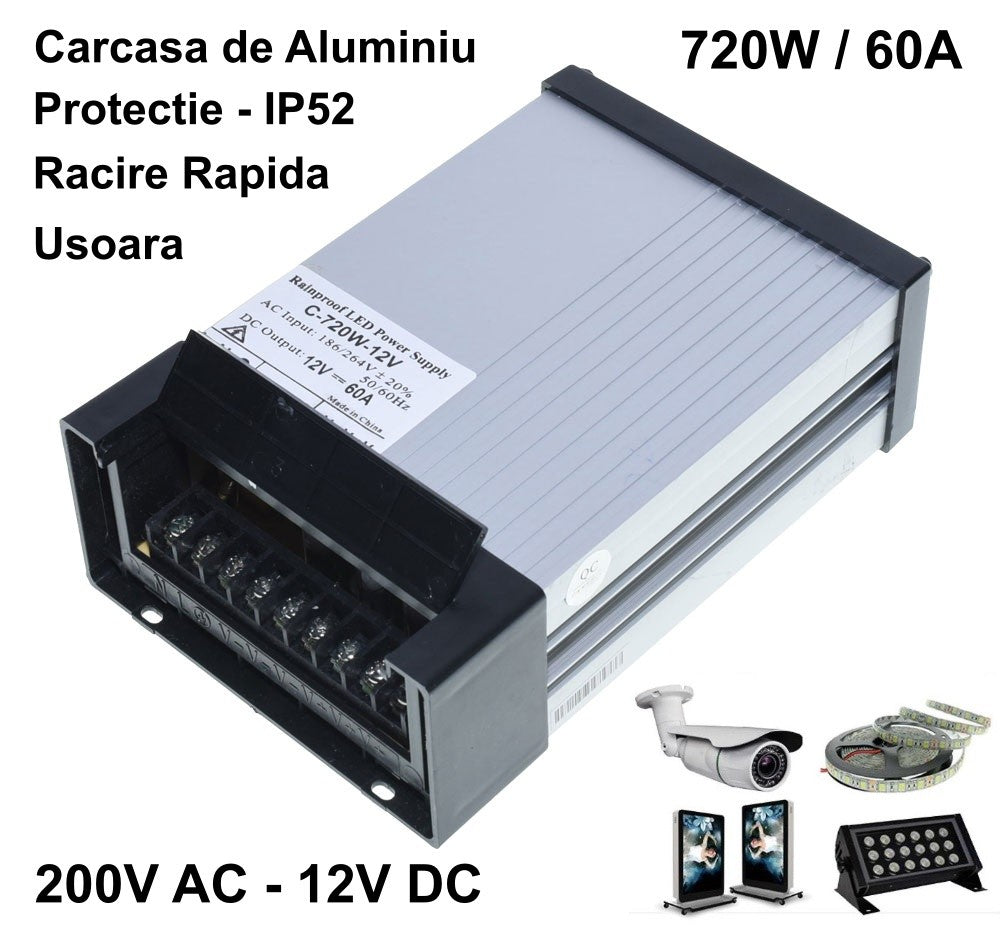 Sursa Alimentare de Exterior 12V-720W / 60A - Frize