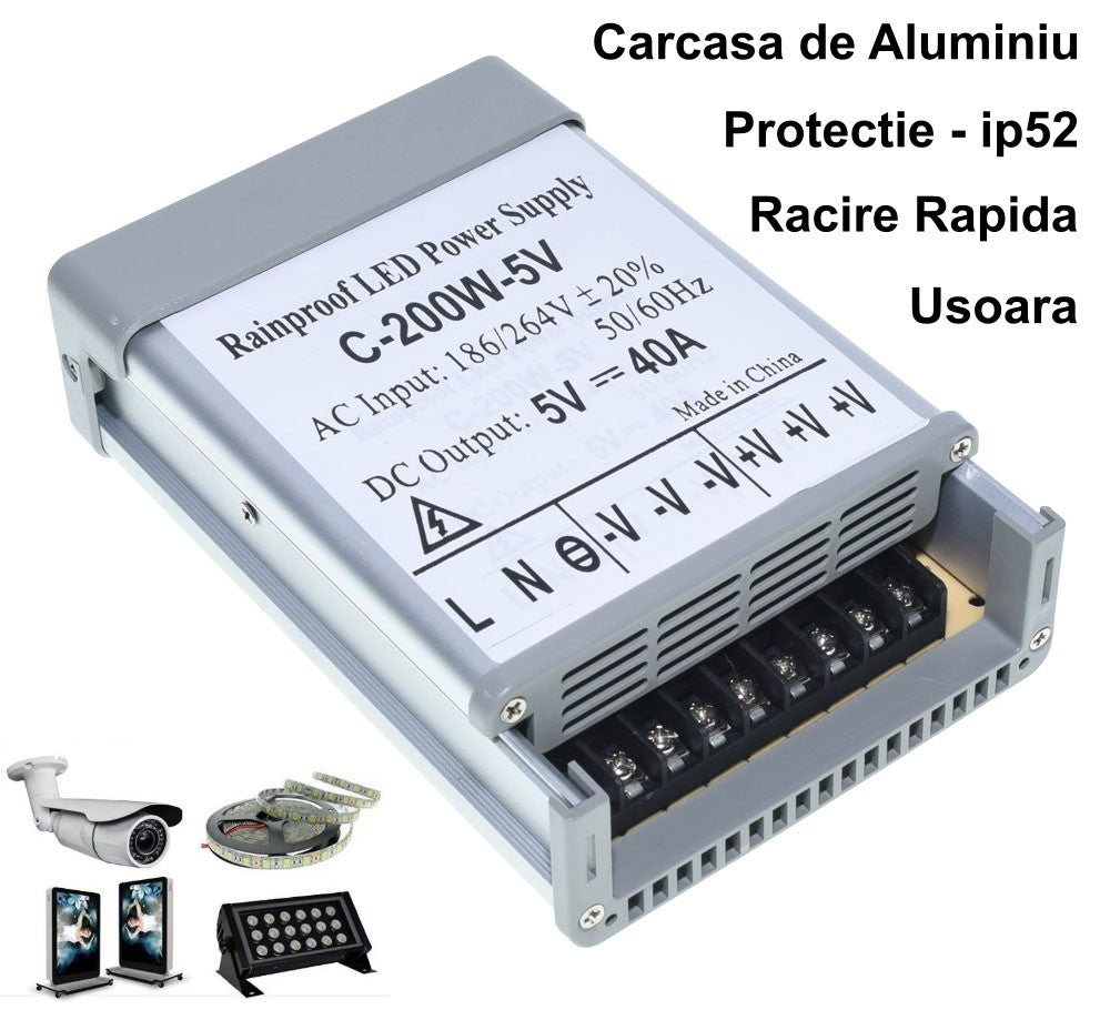 Sursa Alimentare de Exterior 5V-200W/40A - Frize
