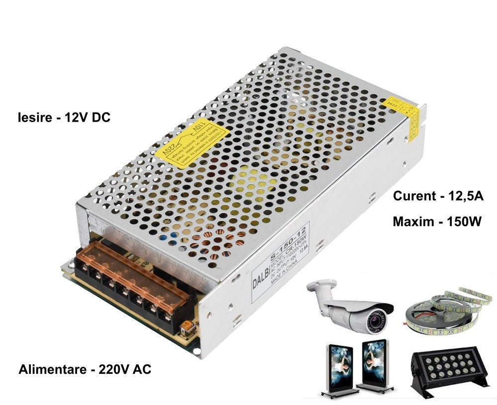 Sursa de Alimentare Metalica 220V-12V/150W-12,5A - Frize