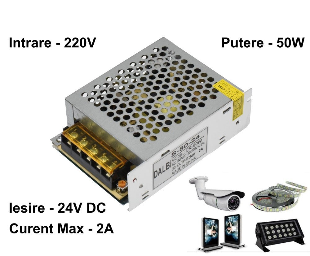 Sursa de Alimentare Metalica 220V-24V/50W-2A - Frize