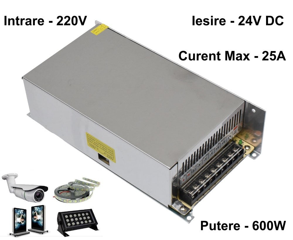 Sursa de Alimentare Metalica 220V-24V/600W-25A - Frize