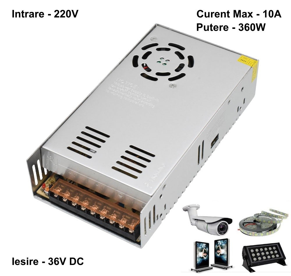 Sursa de Alimentare Metalica 220V-36V/360W-10A - Frize