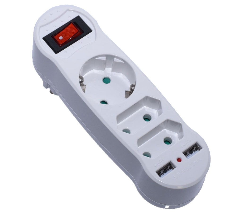 Triplu Stecher 2+1 cu 2 Usb si Intrerupator - Frize