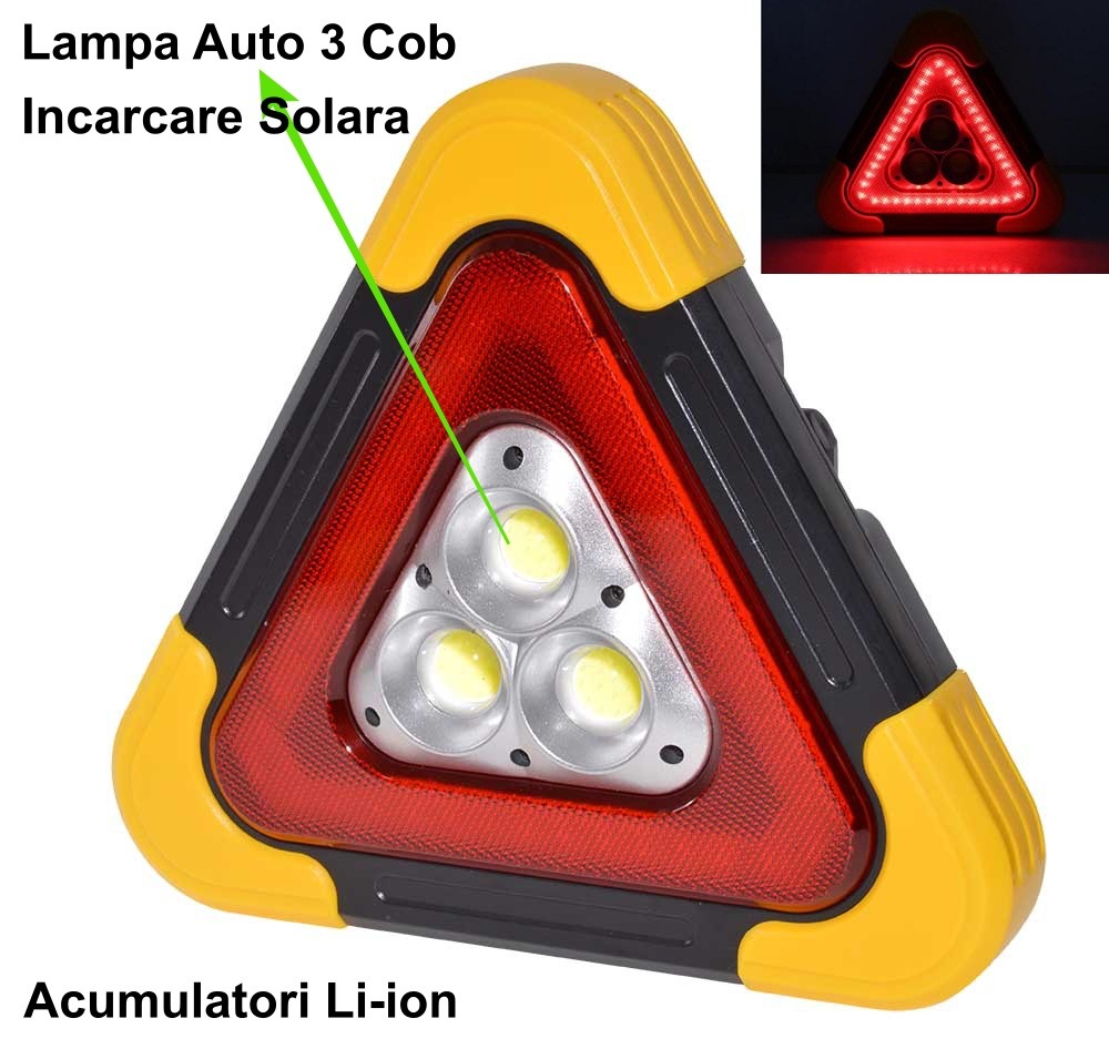Triunghi Auto 3 x Led Cob + 42 Flash - Frize