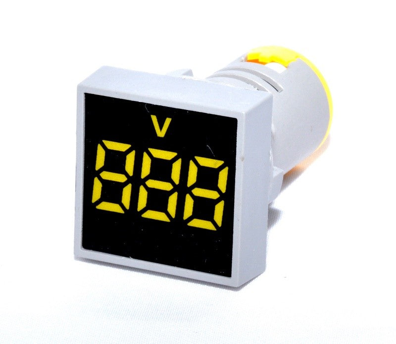 Voltmetru Patrat de Panou 22mm, Galben - Frize