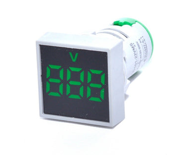 Voltmetru Patrat de Panou 22mm, Verde